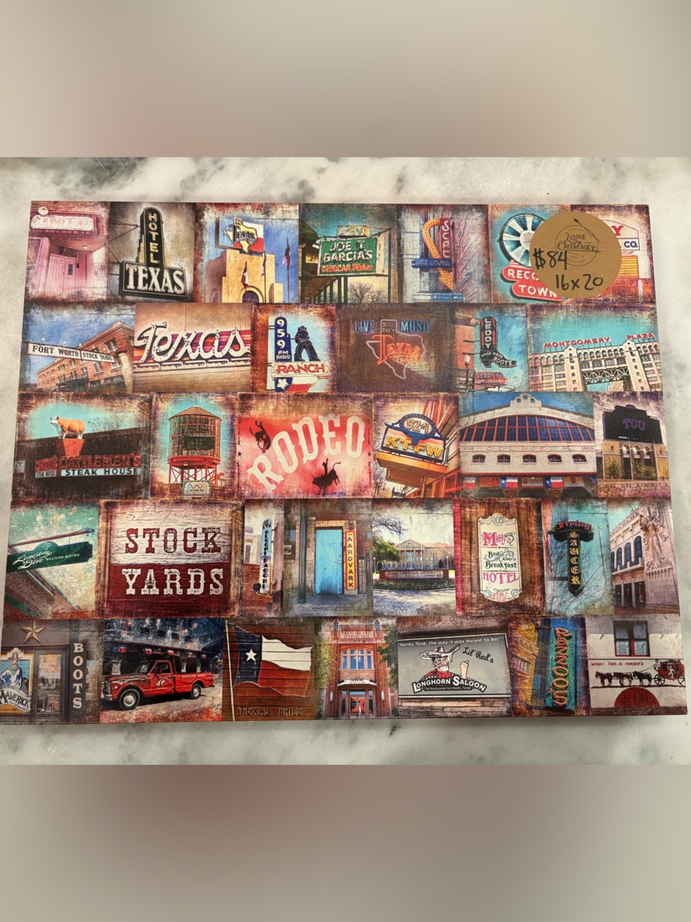 Colorful Texas Landmark Collage Mural